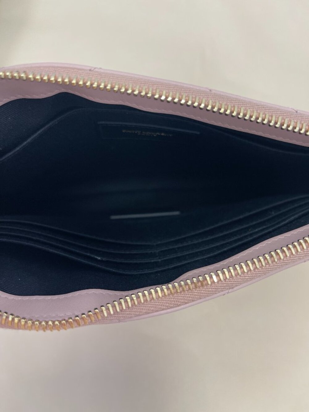 Saint Laurent Classic Monogram Wristlet Pouch Matelasse Chevron Leather-Preowned - Picture 13 of 13